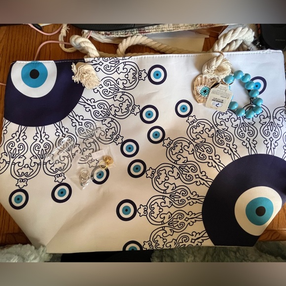 Evil Eye Large Canvas Tote Bag HOST PICK - Picture 1 of 4